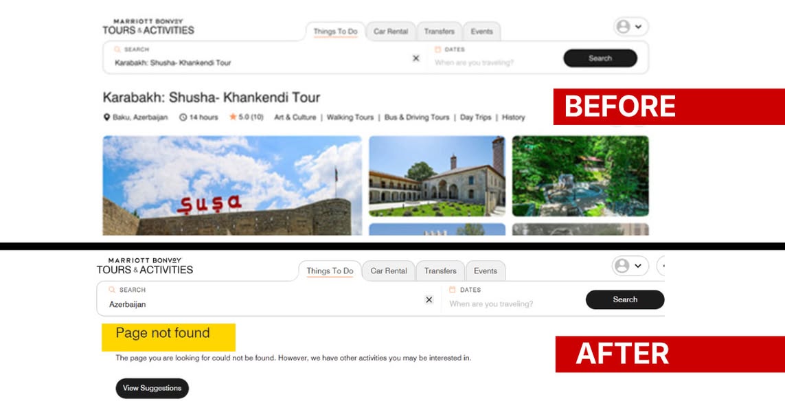 Բողոքի ալիքից հետո Marriott-ը չեղարկել է տուրերը դեպի Շուշի և Ստեփանակերտ